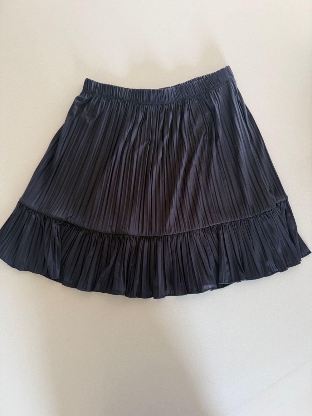 Zara Black Pleated Circle Skirt with Ruffle Hem